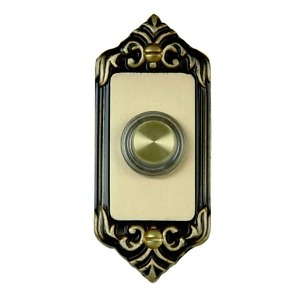 DH1665L Irregular Shaped Wired Doorbell Button in Aged Brass 1