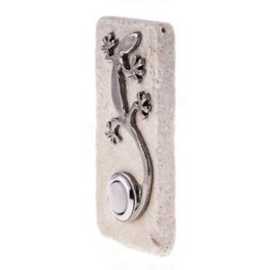 DH1711L Gecko Lizard Sitting on Stone Lighted Doorbell Button