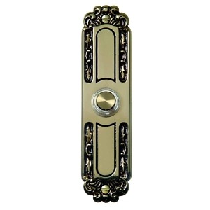 SS1663L Long Rectangular Victorian Aged Brass Push Button 1